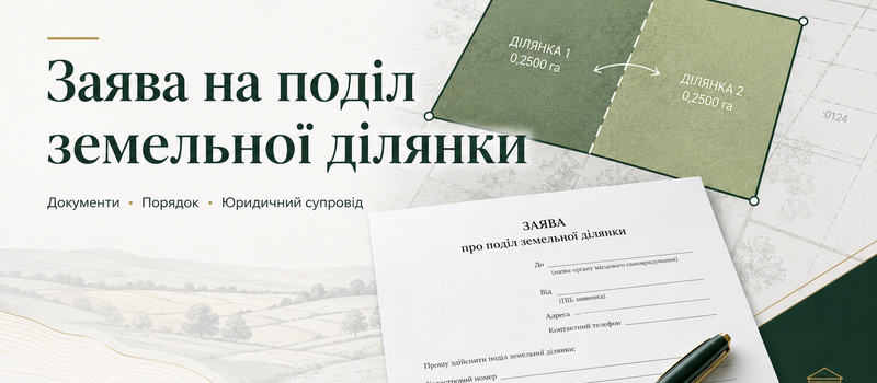 Заява на поділ земельної ділянки