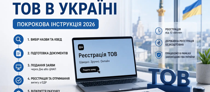 Як відкрити ТОВ в Україні: покрокова інструкція для бізнесу у 2026 році